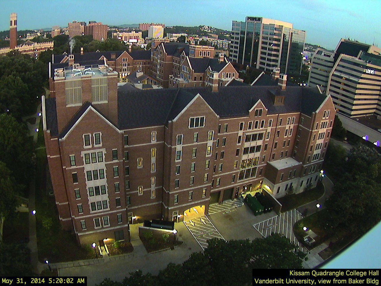 Kissam Quad, College Halls, view from Baker Bldg